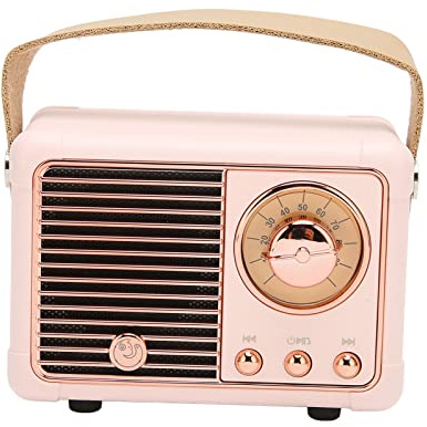 CCYLEZ Retro-Bluetooth-Lautsprecher, Lautsprecher BT 5.0, HiFi-Stereo-Soundeffekt, Klein, Leicht, Vintage-Dekor, Niedlicher Old-Fashion-Stil für Zuhause, Reisen, Outdoor (Rosa)