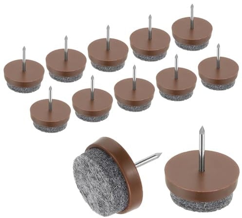 PATIKIL 0.79 Screw-on Furniture Felt Pad, 40 Pcs Nail on Chair Leg Floor Protectors Glide Round Slider Screw-in for Chair Table Furniture, Brown