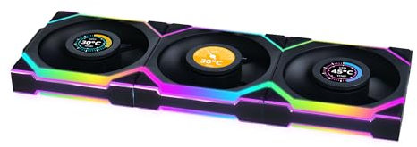 Lian Li UNI FAN SL Wireless LCD PC Fan 120mm RGB – 3-Pack Reverse Blade Gaming PC Fans Black | PWM Fan - 40 ARGB LEDs - up to 1,900 RPM - Slot-in System - High Airflow - Low Vibration - Quiet