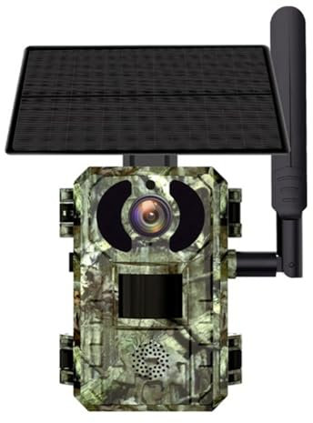 Hermosiey Tarjeta Sim 4G LTE Celular 4W Solar 7800MAh BateríA Sendero de Caza VisióN Activada por Movimiento CáMara IP66 de 4MP (UE)