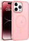 DUEDUE Cover Magnetica per iPhone 14 Pro Max 6.7[Compatibile con MagSafe], Custodia Opaca per iPhone 14 Pro Max Case con Pulsante metallico Ultra-Sottile TPU Silicone Anti-Scivolo, Rosa