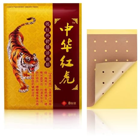 Parches de Calor para Alivio del Dolor - 80 Piezas | Parches de Tigre Chino con Infrarrojo Lejano | Parches Térmicos para Espalda, Rodillas y Articulaciones | Terapia de Calor y Acupuntura Natural