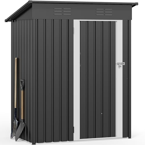 YITAHOME Gerätehäuser Gartenhaus Gartenschuppen 1,5x0,9m - Wetterfester Metallschuppen mit Sicherheitsschloss & Belüftung für Rasenmäher, Fahrräder, Gartengeräte (Dunkelgrau)