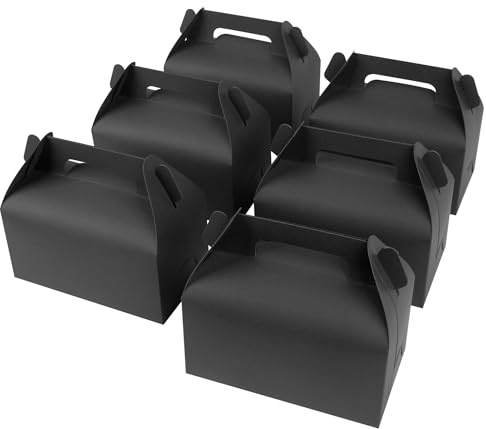 GXFCING 30 Stück Geschenkbox Schwarze Geschenk Schachteln mit Deckel und Griff, 16,3 x 9,3 x 8 cm Karton Geschenkboxen für Kindergeburtstage, Hochzeiten, Babypartys, Weihnachten, Party