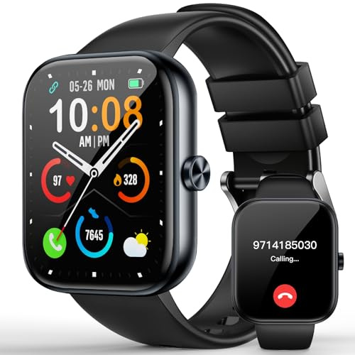 MFVLP Montre Connectée Homme Femme, 1.83 HD Smartwatch, Smart Watch-Noir | Appel Bluetooth, 110+ Modes Sportifs, Podometre/Cardiofrequencemetre/Moniteur de Sommeil, Etanche IP68, Android iOS
