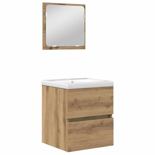 vidaXL Bathroom Furniture Set with Drawer 2 pcs Black Oak and White, Bathroom Furniture Set, Modern Design, Wall-Mounted Style, Minimalist Storage Solutions, Efficient Space Usage, Sleek Decor