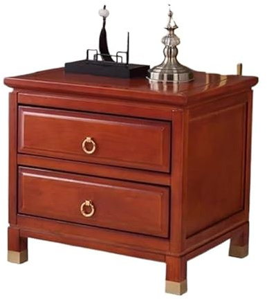 OGOODLE Nachttisch aus Massivholz, Nachttisch, chinesischer Stil, Schlafzimmer, Aufbewahrungsschrank, dunkles Schlafzimmer, Beistelltische (4)