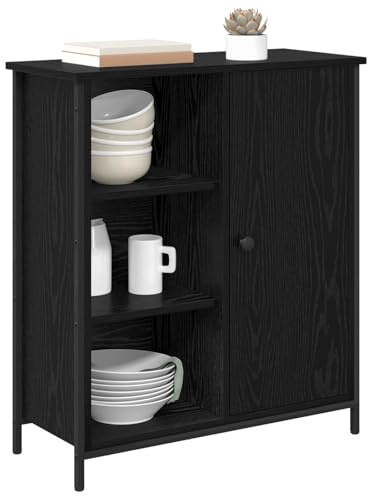 vidaXL Sideboard Schwarz Eichen-Optik 70 x 30 x 80 cm Holzwerkstoff
