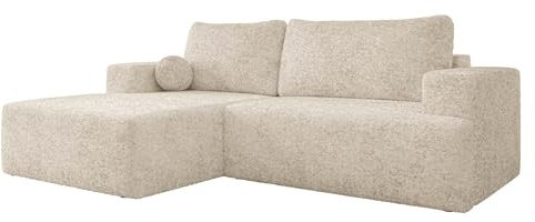 Mirjan24 Ecksofa Mivo mit Schlaffunktion & Bettkasten, L-Form Schlafsofa mit Langer Ottomane, geradem Armlehne, Wohnlandschaft für Wohnzimmer & Gästezimmer (Fredo 15, Seite: Links)