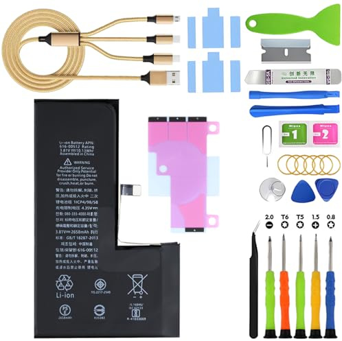 H&LYCYJ Batterie Akku für iPhone XS | 2658mAh Werkzeugsatz tragen，Batterie ersetzen，Lithium-Polymer，für Modelle:A2097 A1920 A2100 A2098