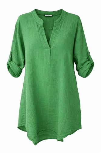 Zwillingsherz Damen Musselin Bluse Tunikakleid Einheitsgröße Pink Rosa 100% Baumwolle Locker Leicht