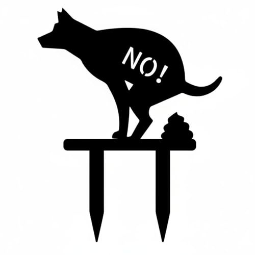 Gralara Cartello No Cacca Cani in Metallo per Giardino e Ingresso | Cartello per Cani Giardino Resistente, Design Animale, Visibile, Protegge Il Prato, Segnaletica da Giardino Decorativo