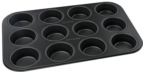 Zenker 6535 Moule à Muffins pour 12 Pièces Acier Inoxydable 38,5 x 26,5 x 3 cm Noir Métallique