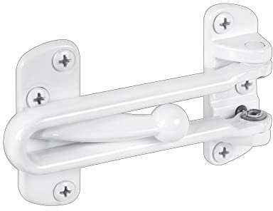 Prime-Line U 9902 Swing Bar Lock for Hinged Swing-in Doors – Secondary Security Lock for Door and Home Security, 3-7/8 in. Bar Length, Diecast Zinc Construction, White Finish (Single Pack)