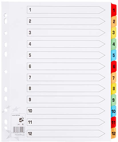 5 Star Maxi Index Extra-wide 230 micron Card with Coloured Mylar Tabs 1-12 A4 White