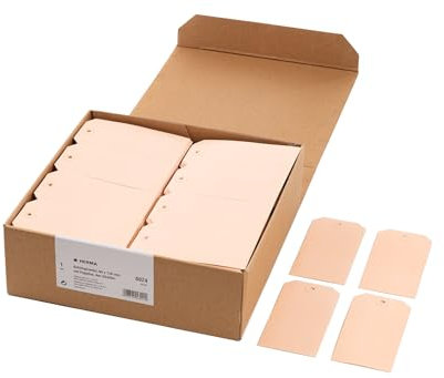 HERMA 6024 Anhängezettel groß, 1000 Stück, 60 x 120 mm, Geschenkanhänger zum Beschriften, Hängeetiketten aus Karton, blanko Papieranhänger Etiketten Anhänger mit Öse, braun