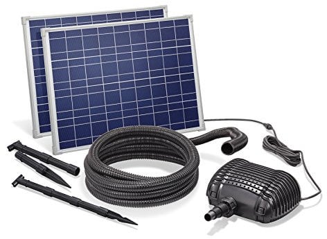 esotec Solar Bachlaufset 70 3400 PRO, Komplettset, Bachlaufpumpe 3400l/h, Solarmodul 70Wp, Erdspieß, Teichpumpe, DIY Solarbrunnen, Wasserspiel, Komplettset, 3m 101966