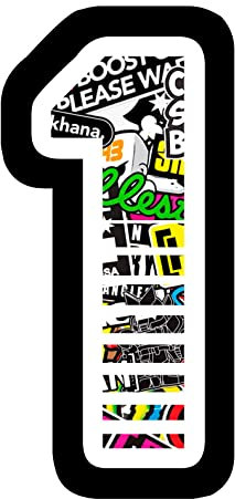 Aufkleber Zahl ANZANL NUMBER 1 RENNEN 12 cm ZENTIMETERN - STICKER BOMB - cross spur auto moto stickers
