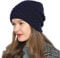 DonDon Berretto Donna Berretto Invernale Cuffia di Lana Slouch Beanie con Fodera in Pile - Blu Scuro