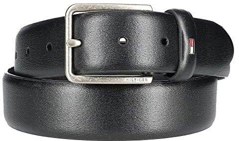 Tommy Hilfiger Men's Smooth Feather Edge Leather Belt, 40, Black