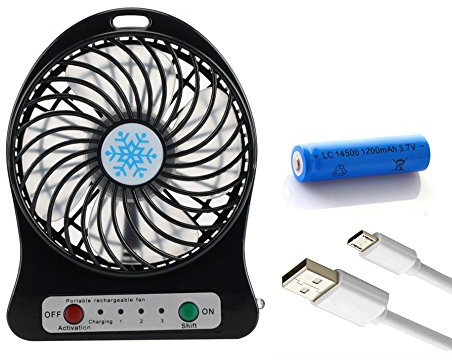 Générique Mini Ventilateur De Table Portable 3 Vitesses Rechargeable USB Léger Silencieux Puissant