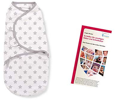 Lampiphant® + Summer Infant Original SwaddleMe® Pucksack, S/M, Graue Sterne