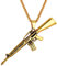 U7 Maschinengewehr M16 Anhänger Halskette 18k vergoldet Coole Armee Gewehr Form 60cm/3mm Weizenkette Männer Jungen Hip Hop Modeschmuck für Geburtstag