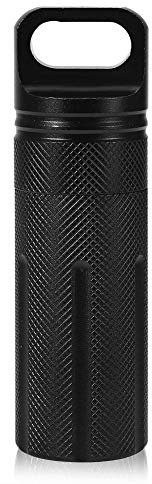 Pill Case,Storage Tank,Outdoor Waterproof Keychain Storage Bottle Tank Medicine Box Pill Holder Capsule Seal Container(black)