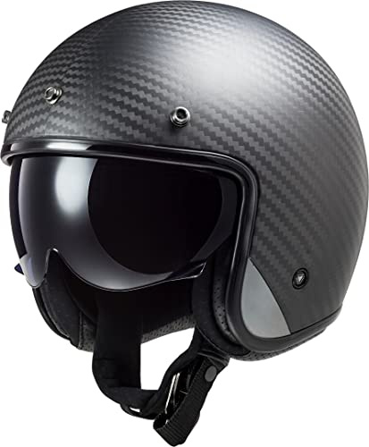 LS2, Jet-Motorradhelm BOB SOLID CARBON Matt Carbon, XS | Leicht zu wechseln