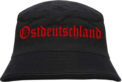 sostex Ostdeutschland Fischerhut - Druckfarbe Rot - Bucket Hat S/M Schwarz