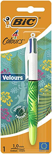 Bic Blister stylo 4 couleurs Velvet, 967296, 1 pièce, Modèles Assortis