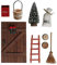 Deko Dänische Wichtel Tür Wichteltür Nissedor Befestigen an der Wand Türwand hängende Ornamente Weihnachten Miniatur Wichtel Set Zubehör Weihnachtsbaum Dekokranz Holzleiter Garten Deko Ornament