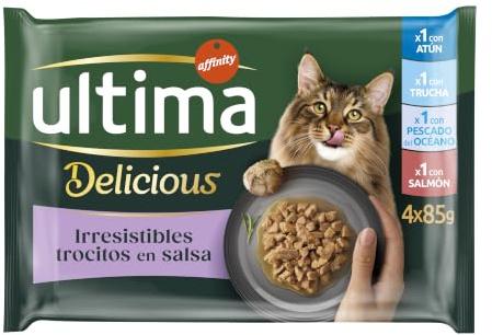 Ultima Cibo Umido Per Gatti Con Varietà Di Pesce - 4 X 85Gr X 12 (4,08 Kg) - 4080 g