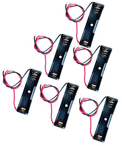 6pcs AA 1.5V Plastic CELL Battery Clip Slot Holder Case Battery Storage Box with Wire Leads Metallic Spring Battery Holder for DIY Toy Power Supply(AA)