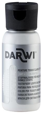 DARWI - DA0100050010C - Un flacon de Peinture Pour Tissus finition Opaque - Coloris Blanc - 50 ML - DARWI TEXTILE - Loisirs Créatifs - Activité Manuelle - Bricolage