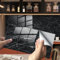 HORIWE Marble Tile Stickers for Bathroom Kitchen Backsplash Waterproof Oil Proof DIY Self Adhesive New PVC Wall Stickers Home Decor 12x6 Inches 16pc (Black Marble Pattern, 30x15cm(12x6) - 16PCS)