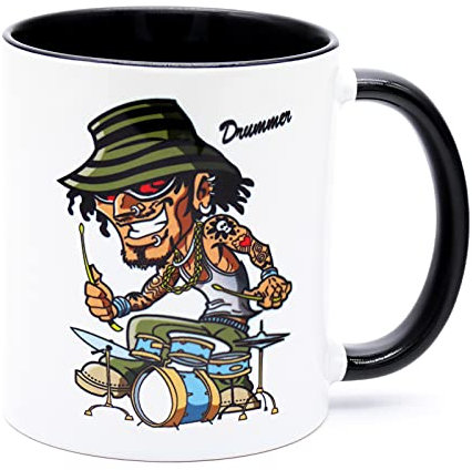 Drummer Schlagzeuger Kaffee Tasse Becher Geburtstag Geschenk für Musiker Deko Zubehör Accessoires Geschenkideen Schlagzeugspieler Musiktassen Geburtstagsgeschenk Erwachsene Kinder