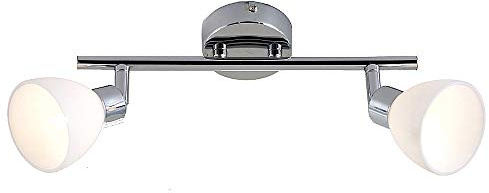 Dapo Moderne Decken-Leuchte-Lampe-Strahler-Spot TINA nickel, Opal-Glas weiß 8x6,6cm, L: 30 cm schwenkbar, Fassung G9 (2-flammig)