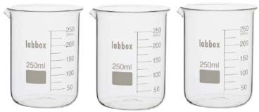 Labor Becherglass niedrige Form mit Auguss. Borosilikat (Boro 3.3). Messbecher (50ml, 3)