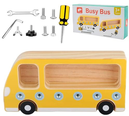 Montessori Spielzeug ab 3 4 5 Jahre, Montessori Holz Schraubbrett für Kinder, Holzauto Spielzeug Motorikspielzeug Motorikbrett Holzspielzeug Lernspielzeug Geschenke für Mädchen Junge Kinderspielzeug