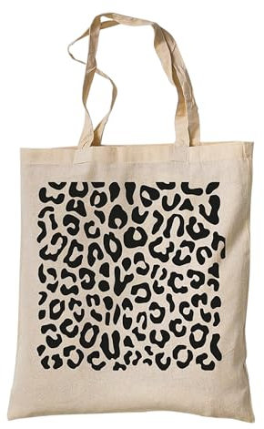 tradercat Jutebeutel bedruckt vintage 100% Baumwolle, Stoffbeutel bedruckt, Leopardenmuster, jutebeutel aesthetic als modisches Accessoire mit Muster (Leopardenmuster)