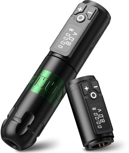 Ambition Soldier Rotierender Batteriestift mit zusätzlicher Batterie-Tattoo-Kartuschenmaschine, 2400 mAh, kabellose Stromversorgung, kernloser Motor, digitale LED-Anzeige, Tattoo-Ausrüstung