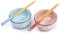 lachineuse - Coffret 2 Bols Japonais Fleurs de Cerisier Rose & Bleu ⌀ 11cm - Bols à Riz, Petit Déjeuner & Soupe - 2 Paires de Baguettes - Bol Asiatique Japon Asie - Cadeau Vaisselle Japonaise