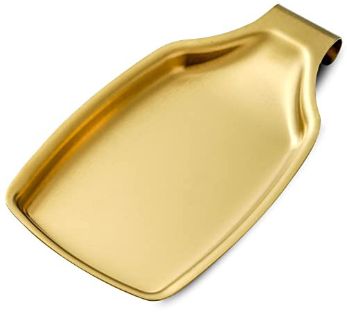 BETTWILL Gold Spoon Rest For Stove up, Stainless Steel Spoon Rest For Kitchen Counter, Large Kitchen Spoon Holder with Square Bottom, Spatula Spoon Ladle Utensil Holder, Heavy Duty.