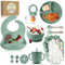 O'doe Vaisselle Bebe | Set Repas Bebe 1er Age 15 Pièces – Coffret Repas Bebe avec Bol Silicone à Ventouse, Cuillères, Tasses, Bavoirs, Assiettes – Set Repas Bébé Complet | Coffrets Repas LED