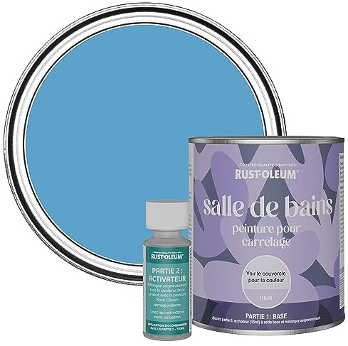 Rust-Oleum Blue Water-Resistant Bathroom Tile Paint in Matt Finish - Cerulean 750ml