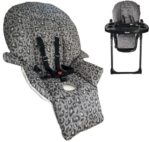 My Babiie MBHC8 Premium Highchair Seat Cover Only with 5-Point Harness - Padded PVC Seat Cover, Easy Clean, Seat Cushion Compatible with My Babiie MBHC8 - Black Leopard