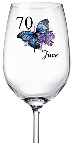 ukgiftstoreonline Personalised 70th Birthday Butterfly Wine Glass Gift for Her