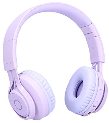 Casque pour Enfants, Casque Double Mode avec Limiteur de Volume, Casque sans Fil avec Micro, Lecture, Contrôle du Volume, éclairage LED, Casque 3,5 Mm (Violet)