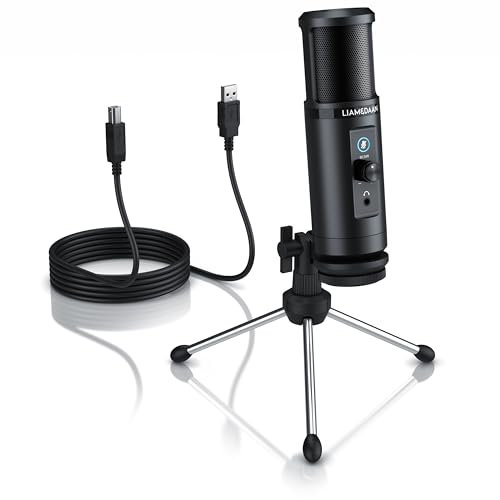 CSL - Kondensatormikrofon für PC, PS5, PS4 und Mac, PC Mikrofon mit Monitorfunktion, 192 kHz, 20 Hz bis 20 kHz, Drehregler Mikroaussteuerung für Gaming, Streaming, Podcasts, Twitch, YouTube, Discord